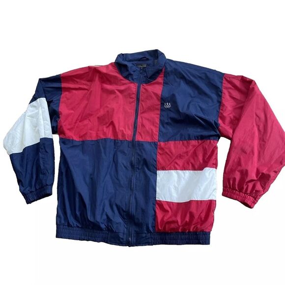 Vintage Y2k 2004 JCPENNEY Olympics Windbreaker Mens XLT USA Colorblock XL-Tall